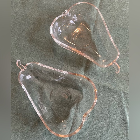 Other - Set of Two Clear Glass Pear-Shaped Bowls